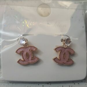 Elegant Pink and Gold Earrings